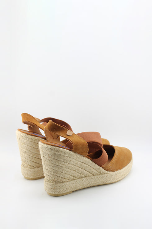 Verbenas Suede Espadrille Wedge with Criss-Cross Elastic Straps